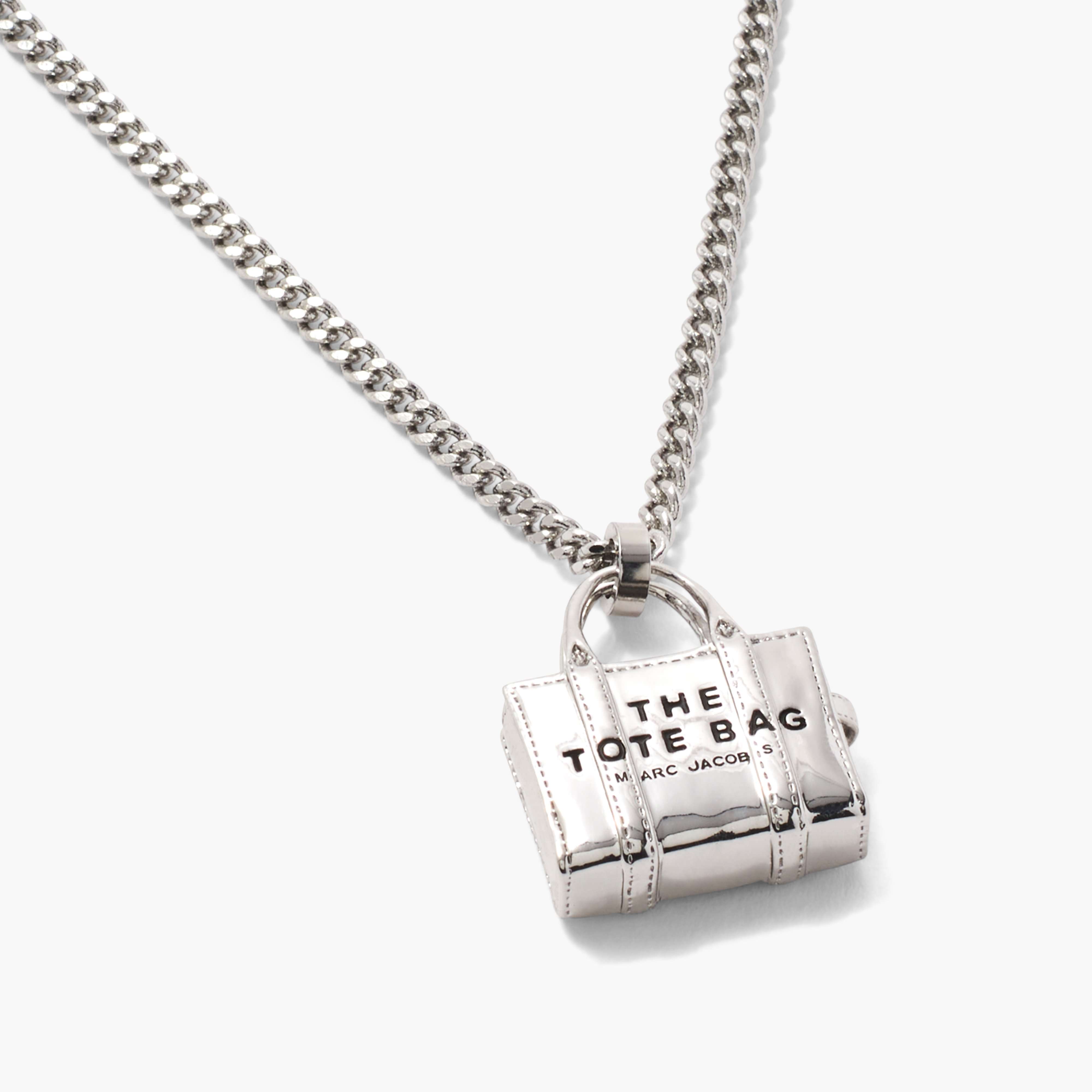 The Tote Bag Necklace in Light Antique Silver